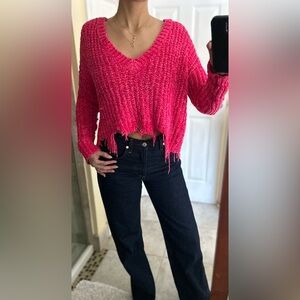 superdown Pink V-Neck Sweater